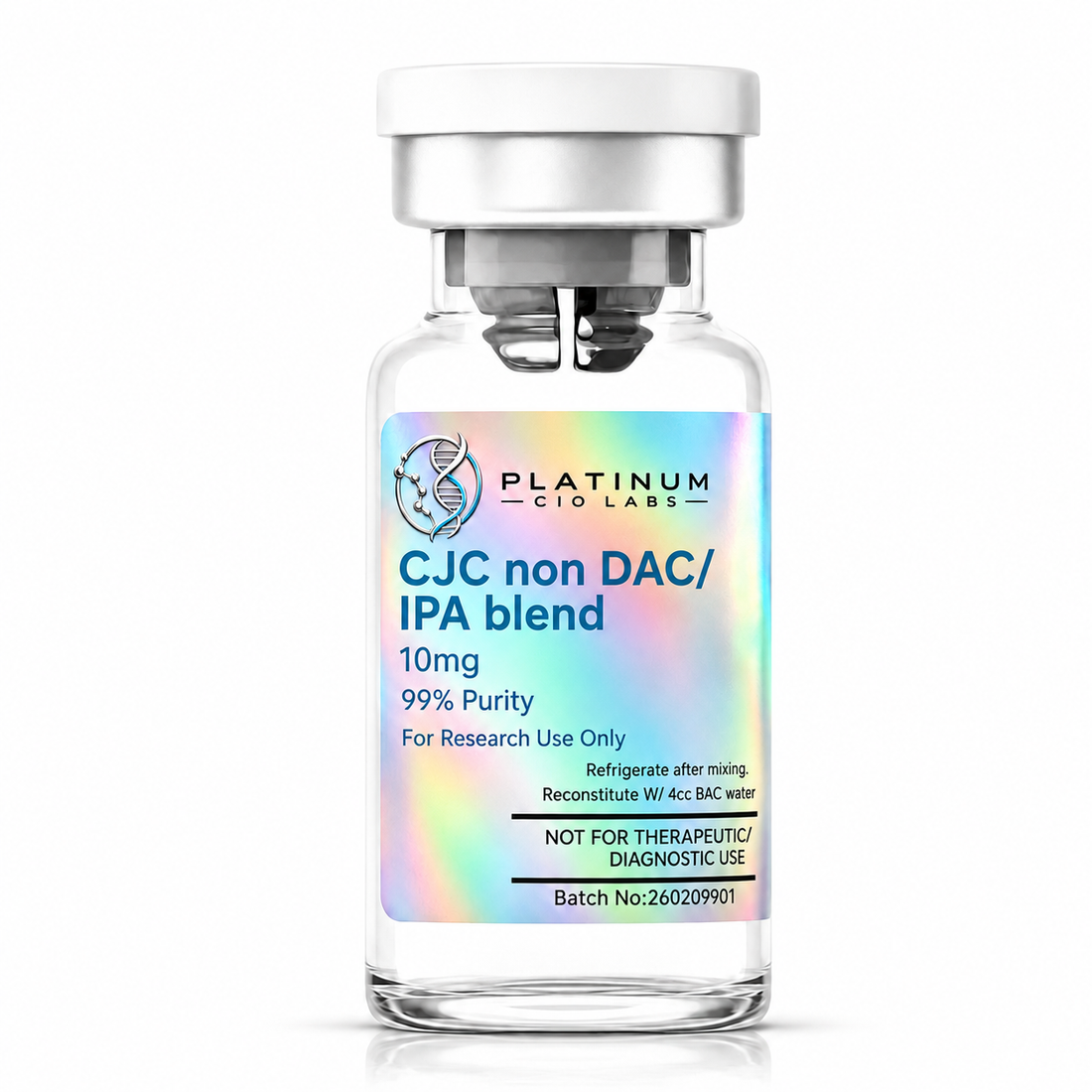 Platinum Bio Labs CJC No DAC + Ipamorelin blend 10 mg manufacturer vial